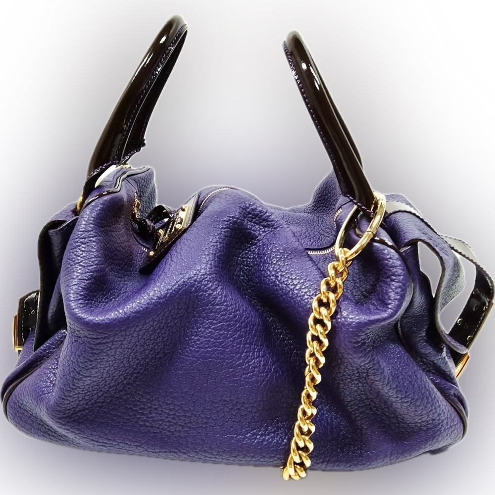DOLCE & GABBANA Purple Leather Handbag NWT Eye Catching Design with Gold Accents - Picture 2 of 14